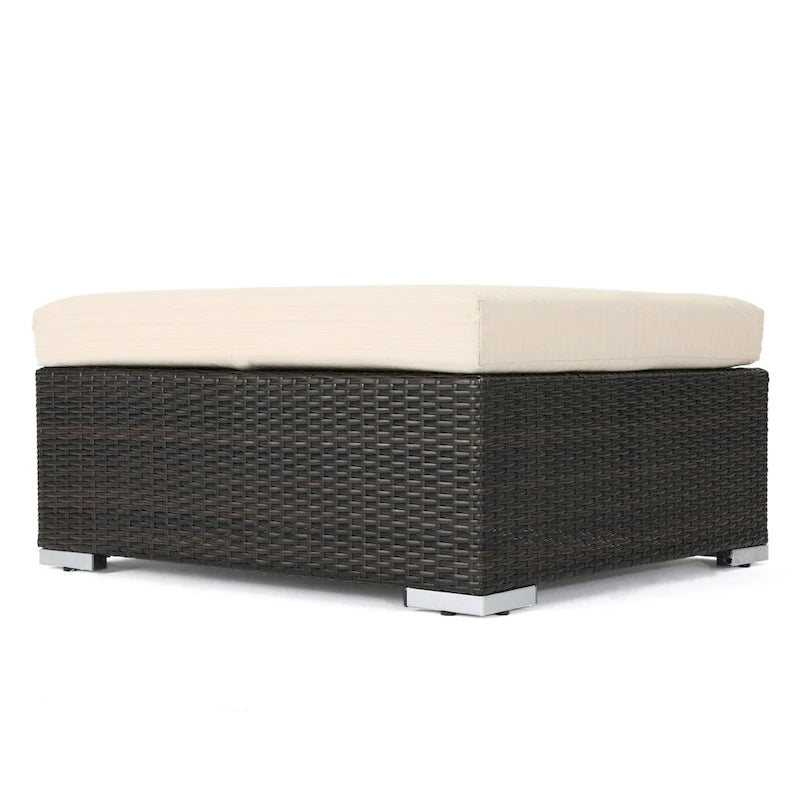 Santa Rosa Wicker Outdoor Ottoman with Cushion by Christopher Knight Home