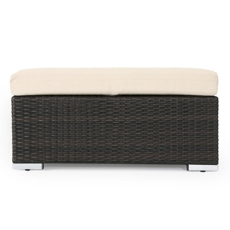 Santa Rosa Wicker Outdoor Ottoman with Cushion by Christopher Knight Home