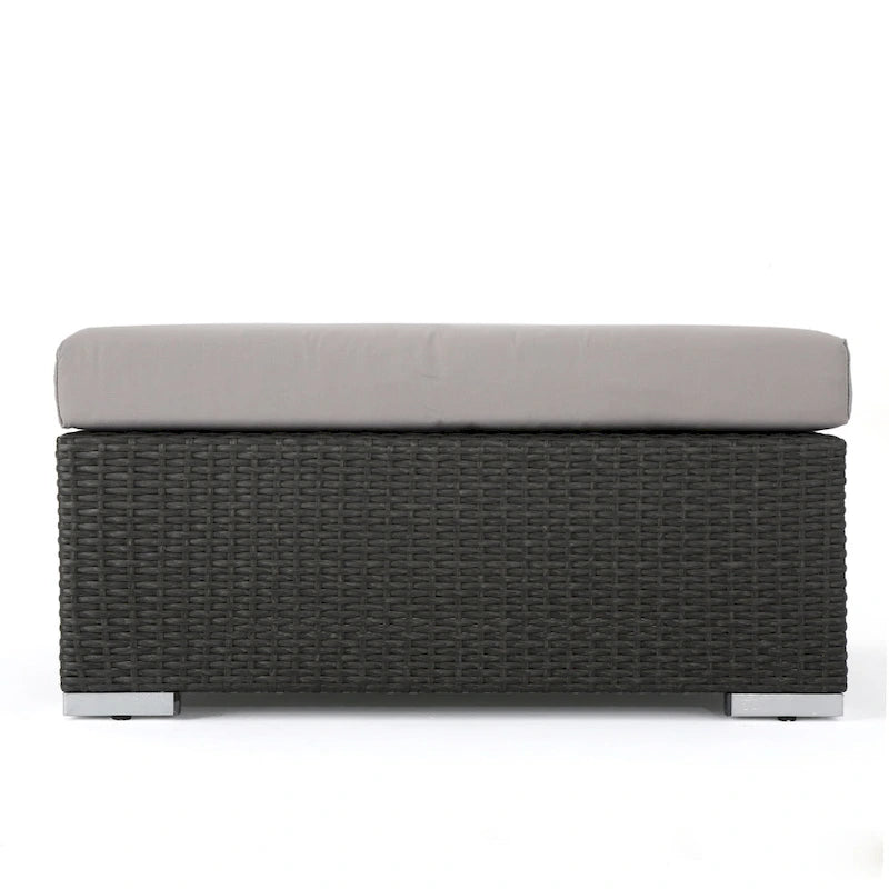 Santa Rosa Wicker Outdoor Ottoman with Cushion by Christopher Knight Home