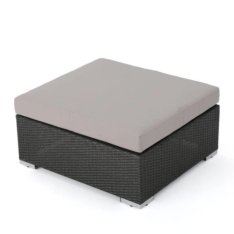 Santa Rosa Wicker Outdoor Ottoman with Cushion by Christopher Knight Home