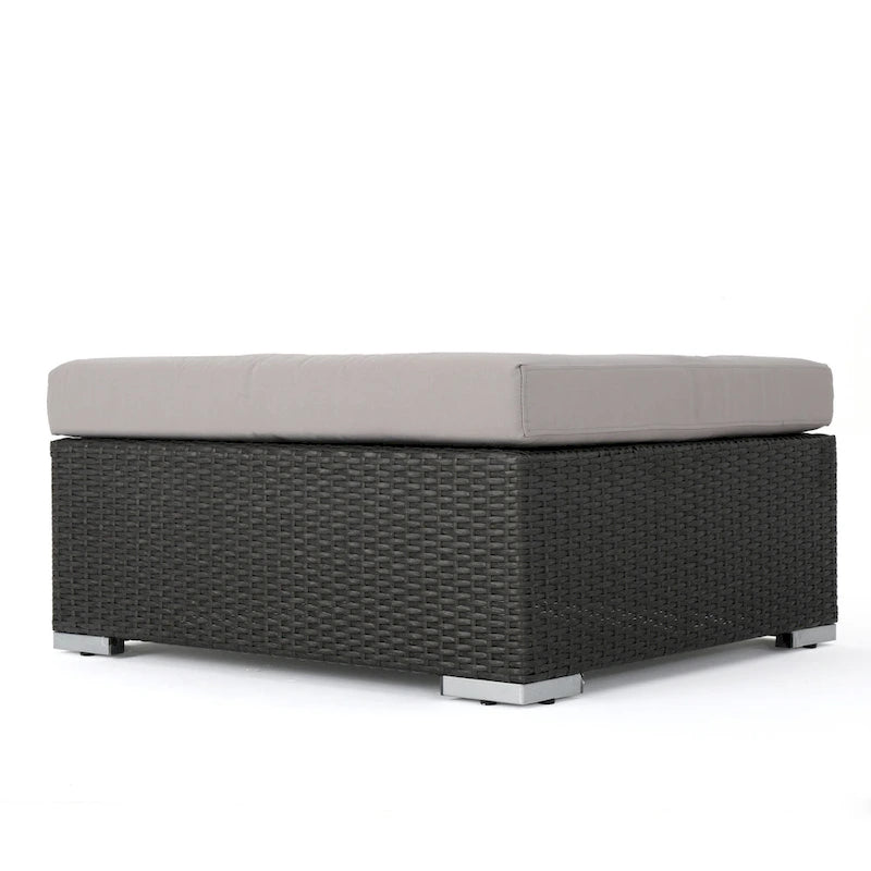 Santa Rosa Wicker Outdoor Ottoman with Cushion by Christopher Knight Home