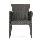 Kylon Outdoor 7-Piece Rectangle Foldable Wicker Dining Set with Umbrella Hole by Christopher Knight Home