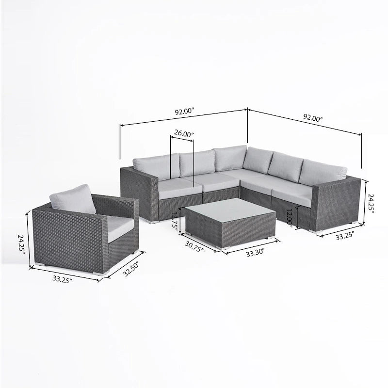 Christopher Knight Home Santa Rosa Outdoor 7-piece Wicker Seating Sectional Set