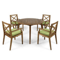 Pines Outdoor 5 Piece Acacia Wood Dining Set with Cushions by Christopher Knight Home