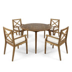 Pines Outdoor 5 Piece Acacia Wood Dining Set with Cushions by Christopher Knight Home