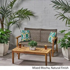 Hampton Outdoor Acacia/ PE Wicker Loveseat and Coffee Table Set by Christopher Knight Home