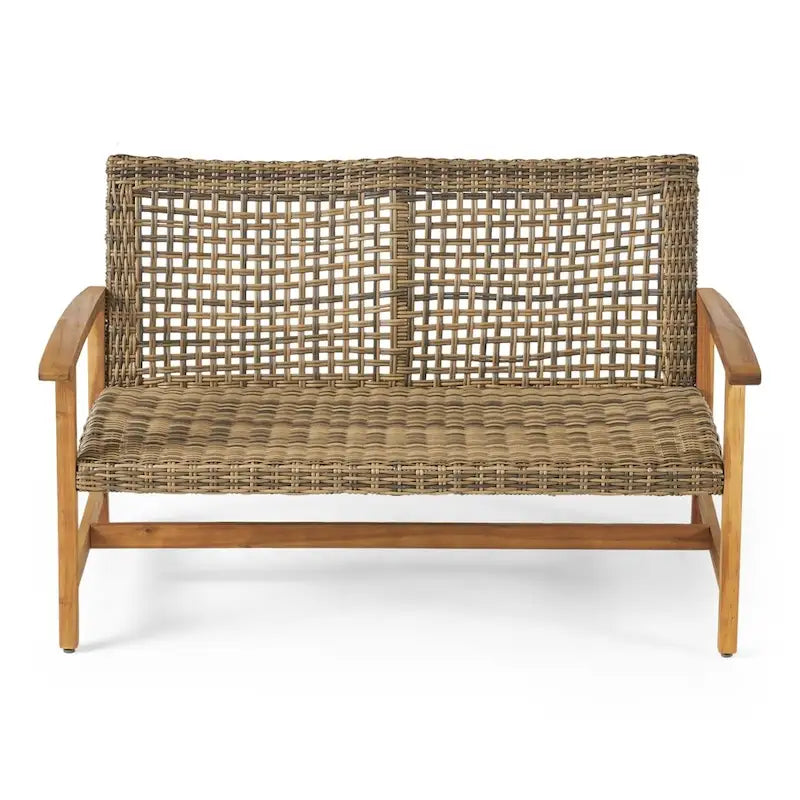 Hampton Outdoor Acacia/ PE Wicker Loveseat and Coffee Table Set by Christopher Knight Home