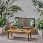 Hampton Outdoor Acacia/ PE Wicker Loveseat and Coffee Table Set by Christopher Knight Home