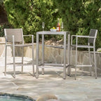 Cape Coral Outdoor 3-piece Bar Set with Glass Table Top by Christopher Knight Home