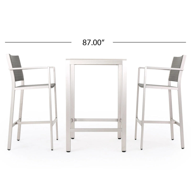 Cape Coral Outdoor 3-piece Bar Set with Glass Table Top by Christopher Knight Home