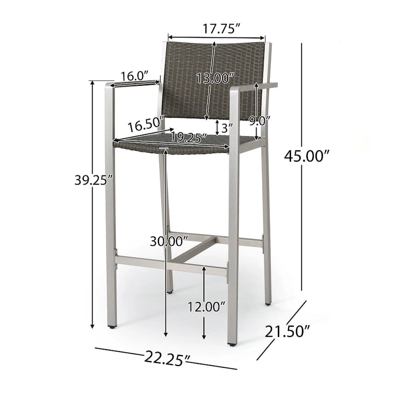 Cape Coral Outdoor 3-piece Bar Set with Glass Table Top by Christopher Knight Home