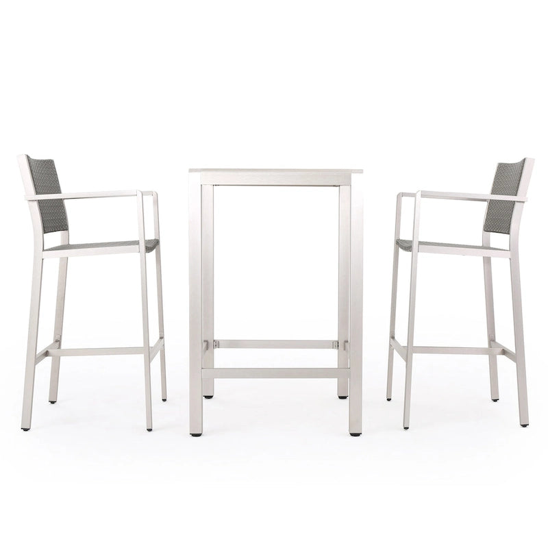 Cape Coral Outdoor 3-piece Bar Set with Glass Table Top by Christopher Knight Home