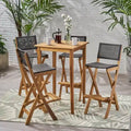 Polaris Wood and Wicker 5-piece Outdoor Bar Height Dining Set by Christopher Knight Home