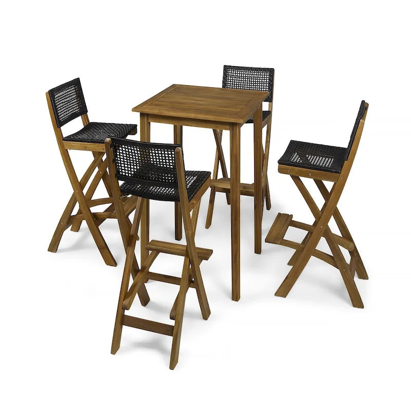 Polaris Wood and Wicker 5-piece Outdoor Bar Height Dining Set by Christopher Knight Home