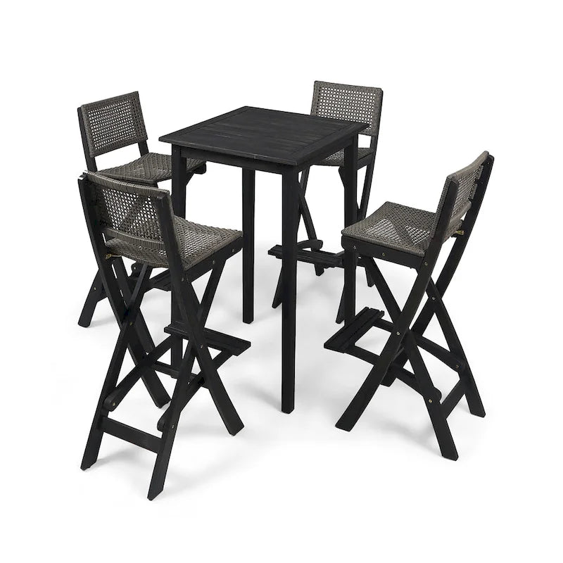 Polaris Wood and Wicker 5-piece Outdoor Bar Height Dining Set by Christopher Knight Home