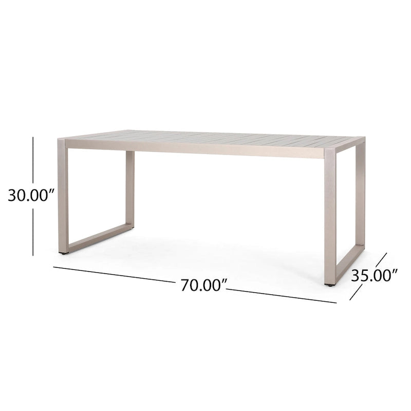 Navan Modern Aluminum Outdoor Dining Table by Christopher Knight Home - 70.00 L x 35.00 W x 30.00 H