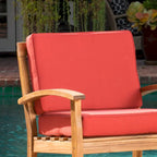 Peyton Outdoor Cushioned Wood Club Chairs (Set of 2) by Christopher Knight Home