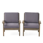 Peyton Outdoor Cushioned Wood Club Chairs (Set of 2) by Christopher Knight Home