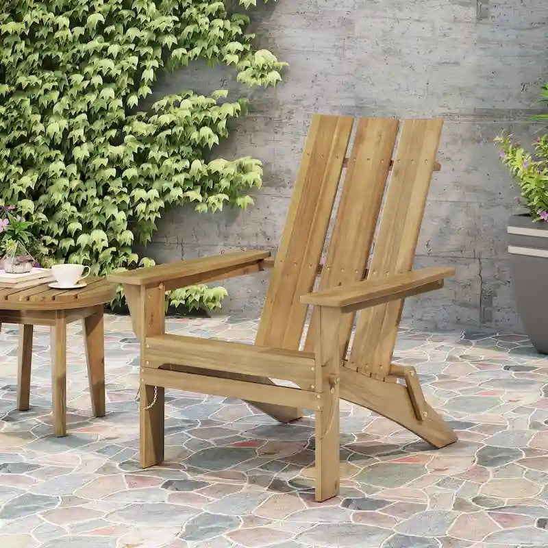 Zuma Outdoor Contemporary Acacia Wood Foldable Adirondack Chair by Christopher Knight Home