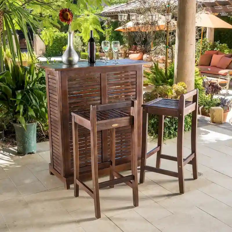 Riviera 3-piece Outdoor Wood Bar Set by Christopher Knight Home - N/A