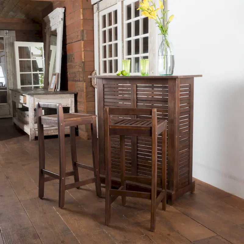 Riviera 3-piece Outdoor Wood Bar Set by Christopher Knight Home - N/A