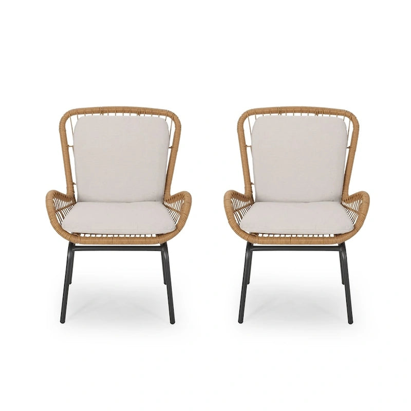 Pabrico Outdoor Wicker Club Chair with Cushions (Set of 2) by Christopher Knight Home