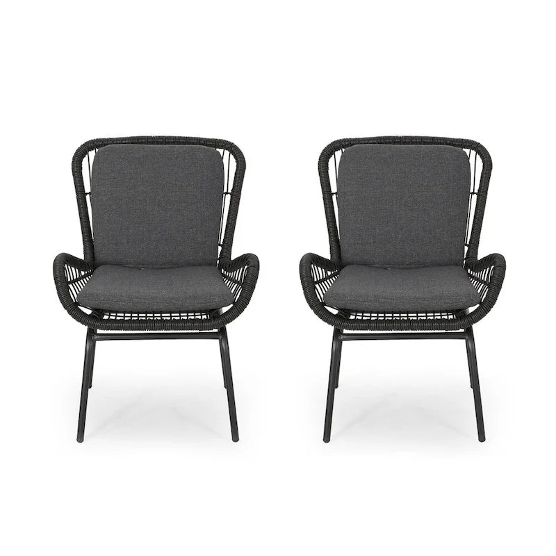 Pabrico Outdoor Wicker Club Chair with Cushions (Set of 2) by Christopher Knight Home
