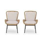 Pabrico Outdoor Wicker Club Chair with Cushions (Set of 2) by Christopher Knight Home