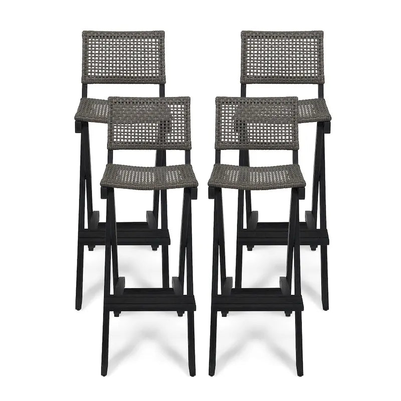 Polaris Acacia Wood Outdoor Folding Barstools (Set of 4) by Christopher Knight Home