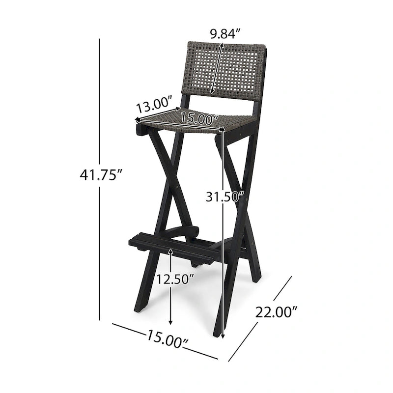 Polaris Acacia Wood Outdoor Folding Barstools (Set of 4) by Christopher Knight Home