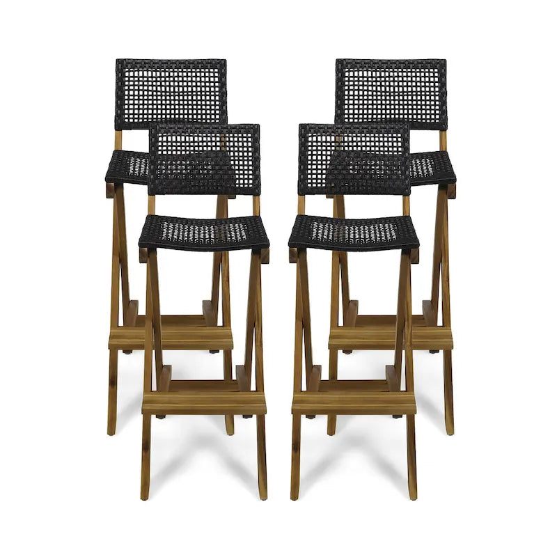 Polaris Acacia Wood Outdoor Folding Barstools (Set of 4) by Christopher Knight Home