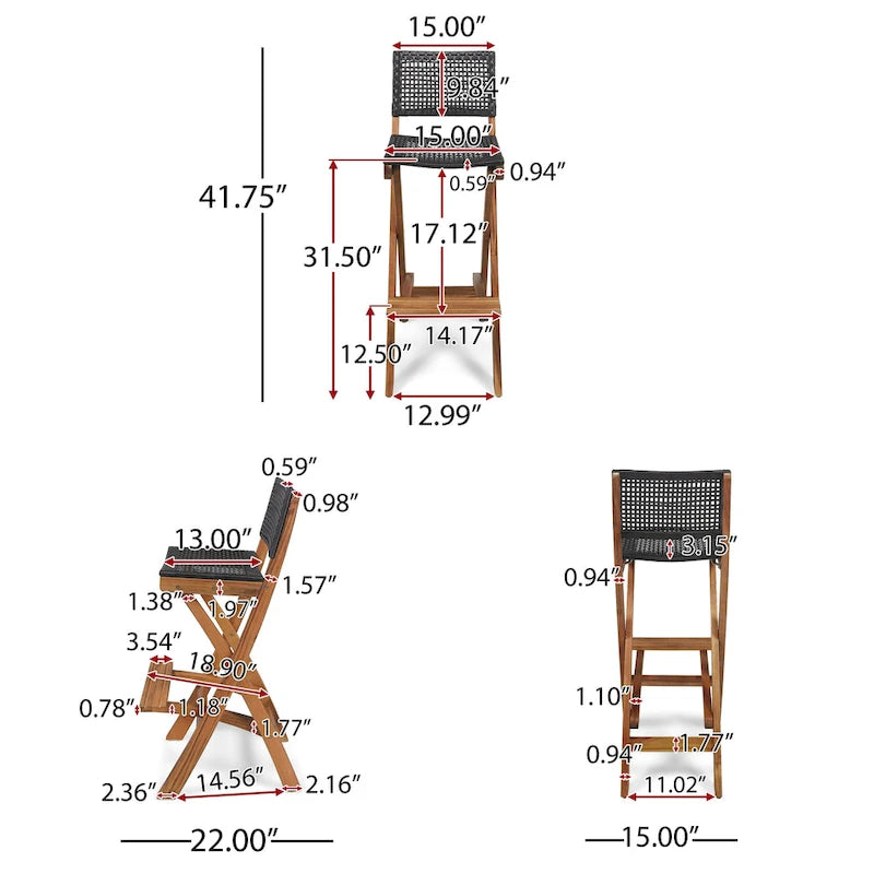 Polaris Acacia Wood Outdoor Folding Barstools (Set of 4) by Christopher Knight Home