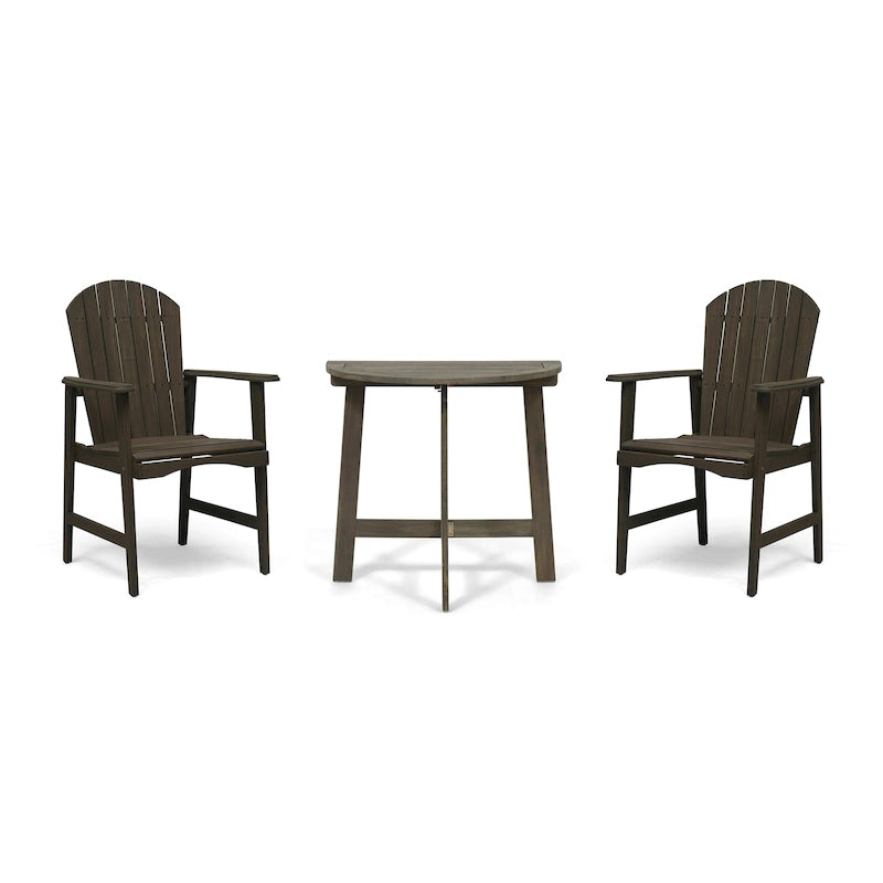 Oso Outdoor 3-piece Half-circle Acacia Wood Bistro Table Set by Christopher Knight Home