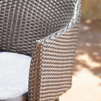 Nyla Outdoor 5-Piece Round Wicker Light Weight Concrete Dining Set with Cushions by Christopher Knight Home