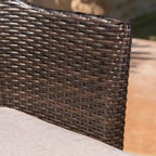 Nyla Outdoor 5-Piece Round Wicker Light Weight Concrete Dining Set with Cushions by Christopher Knight Home