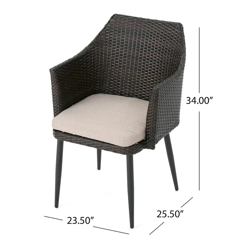 Nyla Outdoor 5-Piece Round Wicker Light Weight Concrete Dining Set with Cushions by Christopher Knight Home