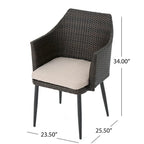 Nyla Outdoor 5-Piece Round Wicker Light Weight Concrete Dining Set with Cushions by Christopher Knight Home