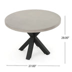 Nyla Outdoor 5-Piece Round Wicker Light Weight Concrete Dining Set with Cushions by Christopher Knight Home