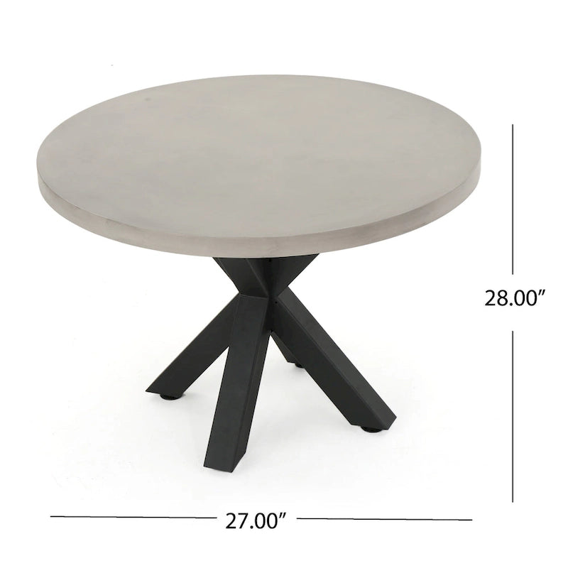 Nyla Outdoor 5-Piece Round Wicker Light Weight Concrete Dining Set with Cushions by Christopher Knight Home