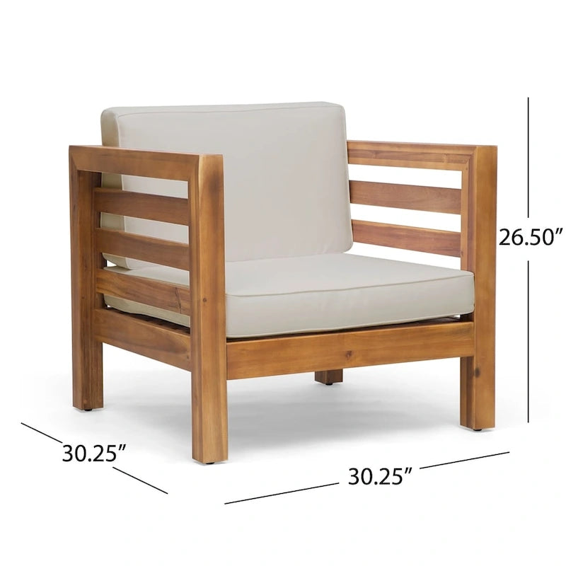 Oana Outdoor Acacia Wood Club Chair with Cushion by Christopher Knight Home