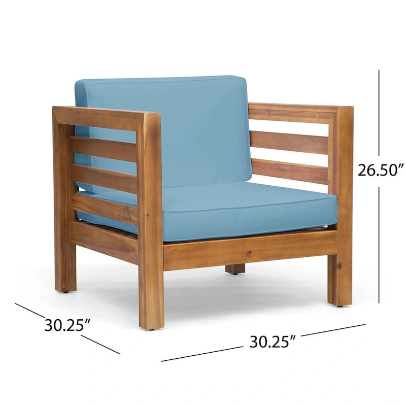 Oana Outdoor Acacia Wood Club Chair with Cushion by Christopher Knight Home