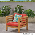 Oana Outdoor Acacia Wood Club Chair with Cushion by Christopher Knight Home