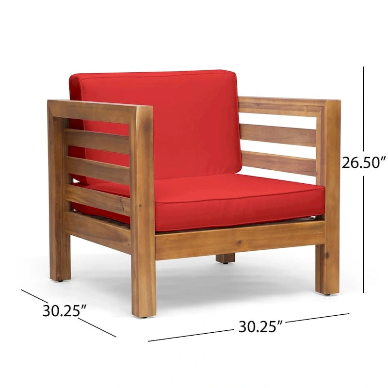 Oana Outdoor Acacia Wood Club Chair with Cushion by Christopher Knight Home