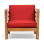Oana Outdoor Acacia Wood Club Chair with Cushion by Christopher Knight Home