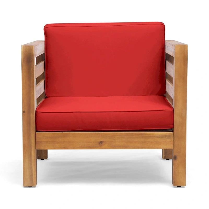 Oana Outdoor Acacia Wood Club Chair with Cushion by Christopher Knight Home