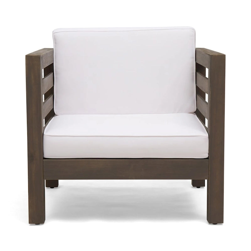 Oana Outdoor Acacia Wood Club Chair with Cushion by Christopher Knight Home