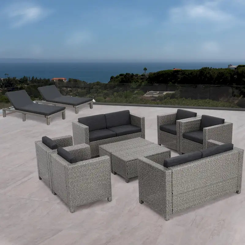 Puerta Outdoor 10-piece Wicker Patio Set with Cushions by Christopher Knight Home