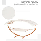 Outsunny 13' Wooden Arc Outdoor Hammock Stand Modern Curved Wood Bed with Detachable Canopy, Steel and Wood Stand, White