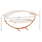 Outsunny 13' Wooden Arc Outdoor Hammock Stand Modern Curved Wood Bed with Detachable Canopy, Steel and Wood Stand, White