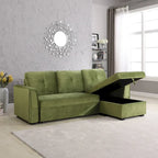 91-in. Velvet Reversible Convertible Storage Sectional/Sofa Sleeper